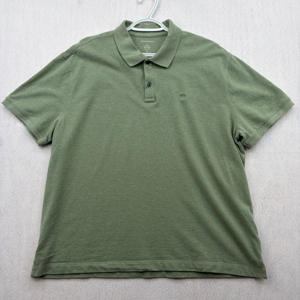 Banana Republic Mens Pique Polo Shirt Sage Green Organic Cotton XL 803392-17